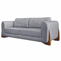 Sofá Decorativo 3 Lugares 250cm Pés Em Madeira Buzz Cinza - 1