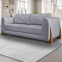 Sofá Decorativo 3 Lugares 250cm Pés Em Madeira Buzz Cinza