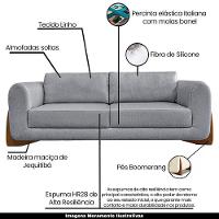 Sofá Decorativo 3 Lugares 250cm Pés Em Madeira Buzz Cinza - 7