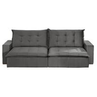 Sofá 6 Lugares 2,90Mt Com Molas Retrátil E Reclinável Cinza - 10