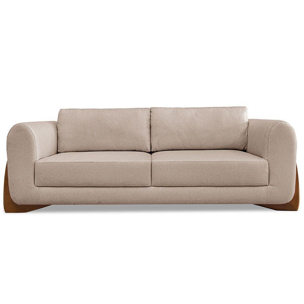 Sofá 2 Lugares 1,60m Lottus Areia Pés Castanho-Pallazio - 7