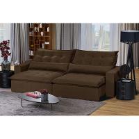 Sofá 6 Lugares 2,90Mt Com Molas Retrátil E Reclinável Marrom - 1