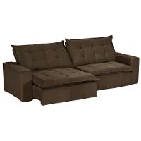 Sofá 6 Lugares 2,90Mt Com Molas Retrátil E Reclinável Marrom