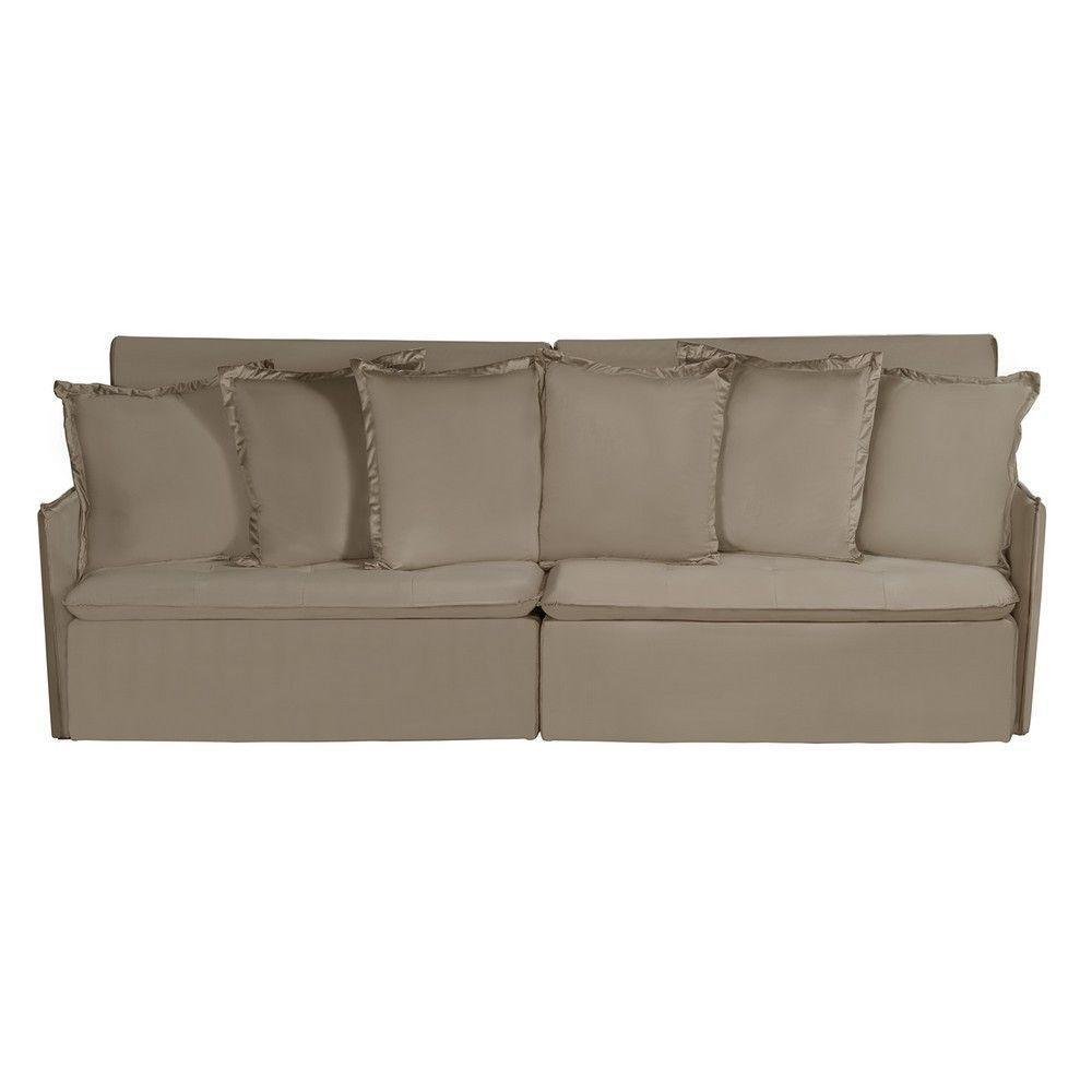 Sofá 5 Lugares 2.50 Mt Com Molas Retrátil E Reclinável Bege - 11