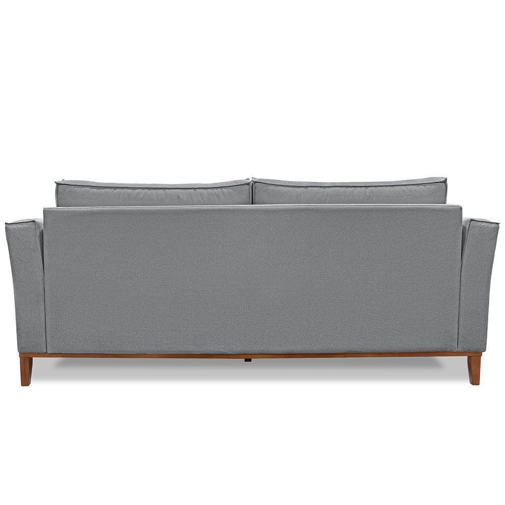 Sofá Living 2 Lugares 1,90M Vega Linho Pés Castanho Grafite - 4