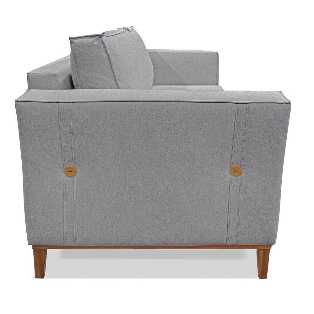 Sofá Living 2 Lugares 1,90M Vega Linho Pés Castanho Grafite - 5