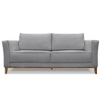 Sofá Living 2 Lugares 1,90M Vega Linho Pés Castanho Grafite - 6