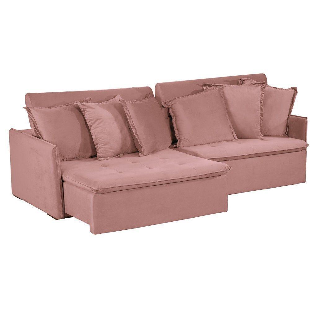Sofá 5 Lugares 2.50 Mt Com Molas Retrátil E Reclinável Rose - 5