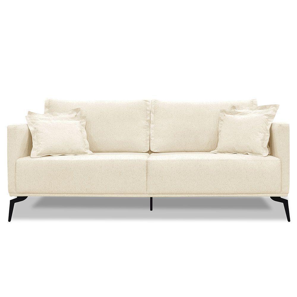 Sofá Living 2 Lugares 1,80M Sirius Linho Bege Pés Metálicos - 6