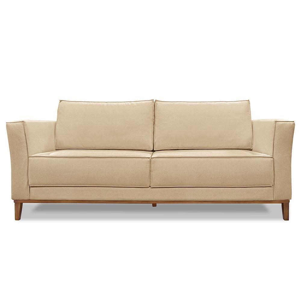 Sofá Living 2 Lugares 1,90M Vega Linho Pés Castanho Dourado - 6