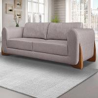 Sofá 3 Lugares 230cm Pés Em Madeira Buzz Areia Rústica - 5