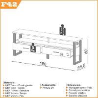 Rack 2 Gavetas Olivy D3 180 Cm Freijó Preto Fosco - 2