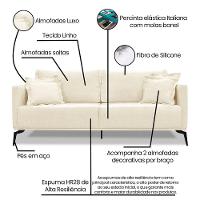 Sofá Living 2 Lugares 1,60M Sirius Linho Pés Metálicos Bege - 2