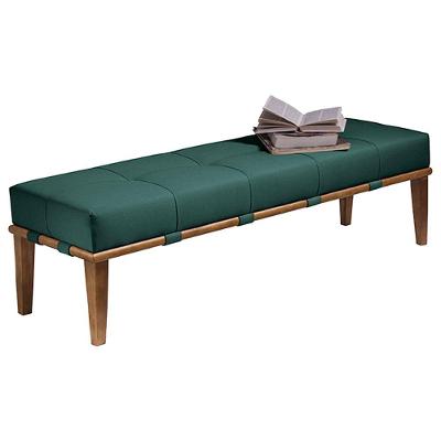 Recamier 140cm Martínez Veludo Pés Madeira Verde/mel