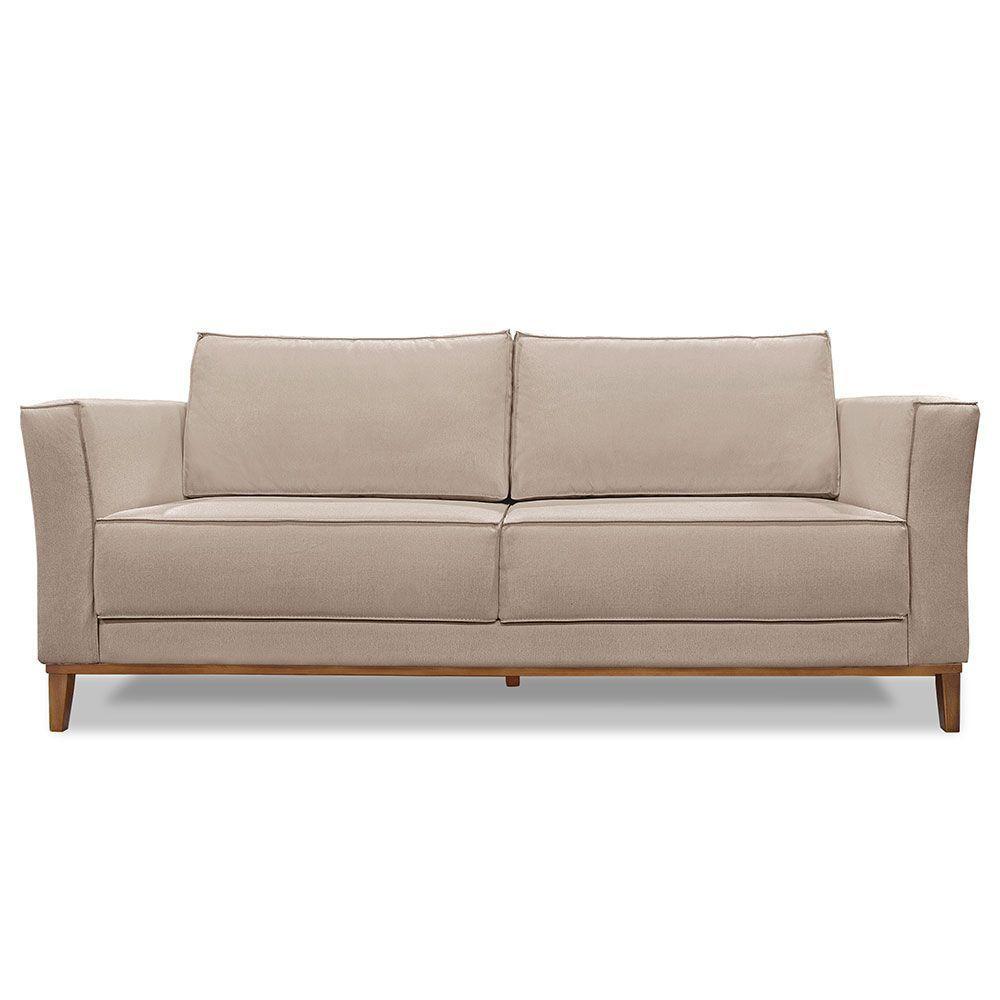Sofá Living 2 Lugares 1,90M Vega Linho Pés Castanho Areia - 6