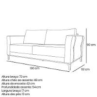 Sofá Living 2 Lugares 1,90M Vega Linho Pés Castanho Areia - 2