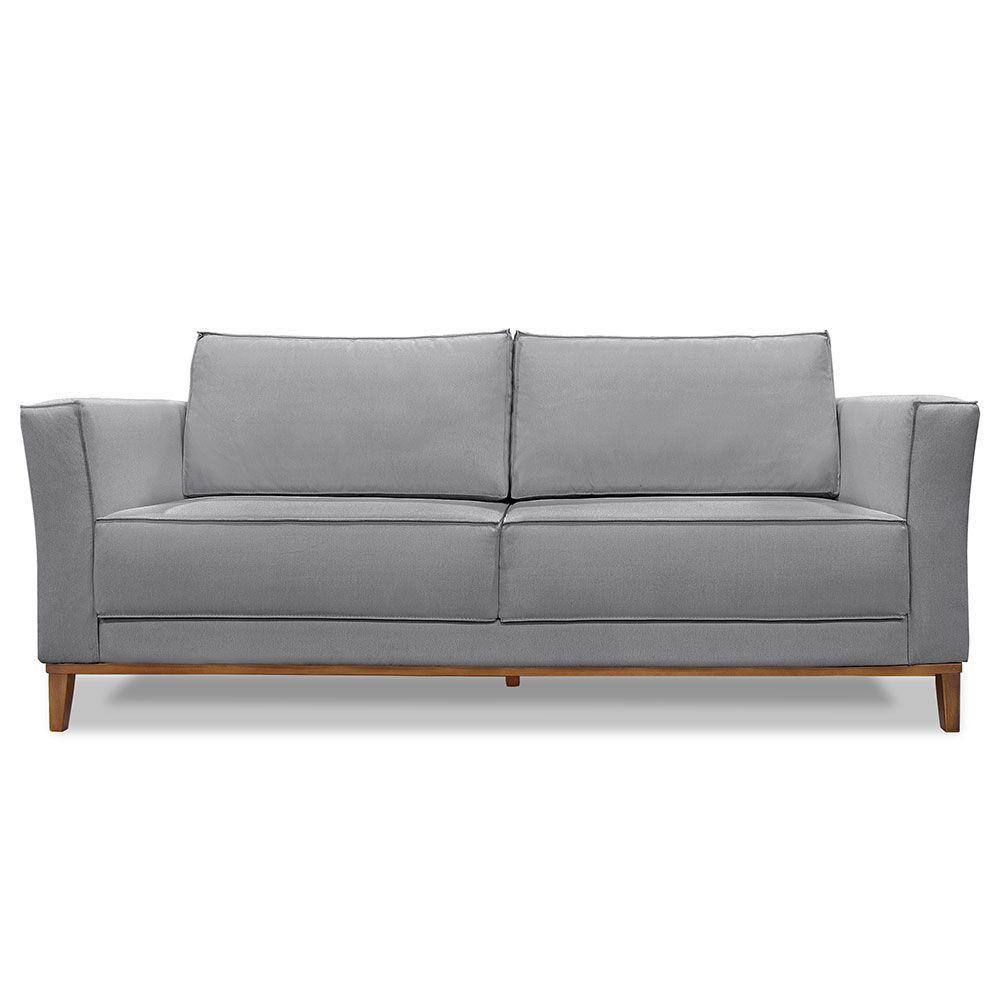 Sofá Living 2 Lugares 1,70M Vega Linho Pés Castanho Grafite - 5