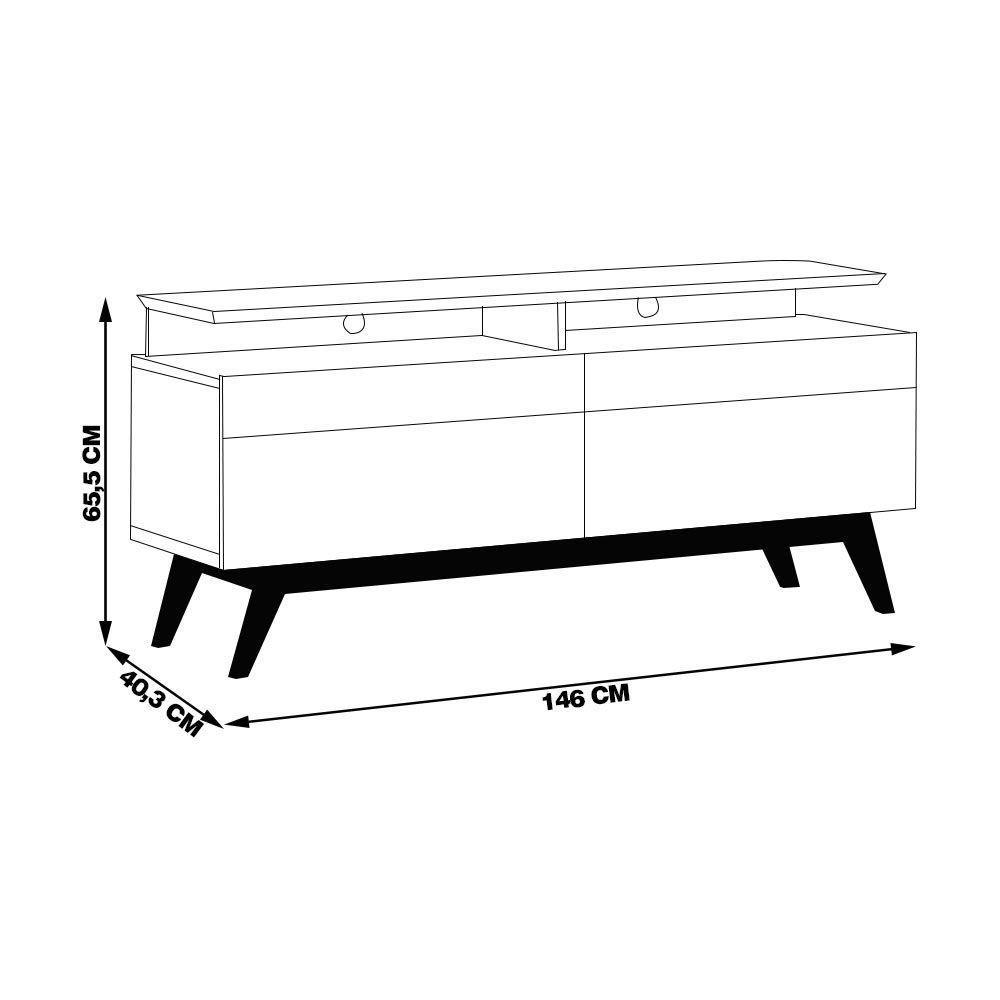Rack Bancada 2 Gavetas Com Nicho 146cm Amy Off White/freijó - 5