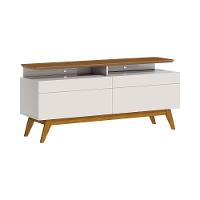 Rack Bancada 2 Gavetas Com Nicho 146cm Amy Off White/freijó - 1