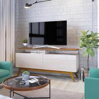 Rack Bancada 2 Gavetas Com Nicho 146cm Amy Off White/freijó - 2