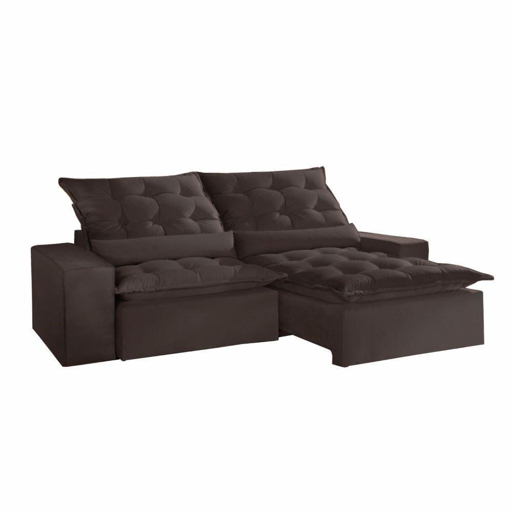 Sofá Retrátil E Reclinável 2.50m Veludo Marrom Montano - 2