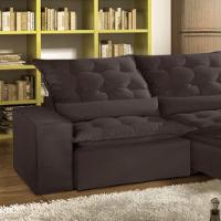 Sofá Retrátil E Reclinável 2.50m Veludo Marrom Montano - 4