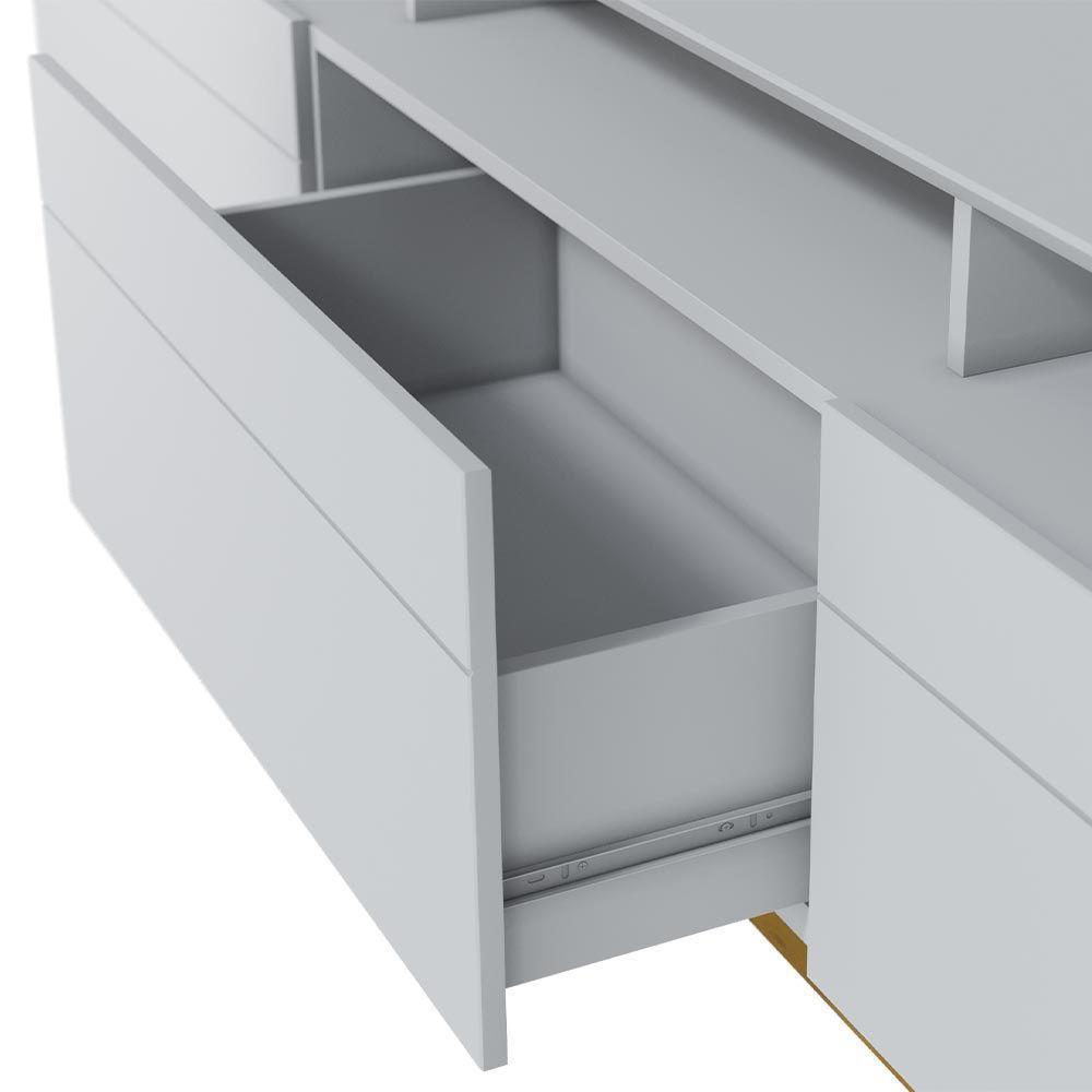 Rack Bancada 3 Gavetas Com Nicho 180cm Amy Branco Acetinado - 3