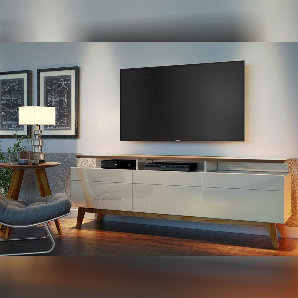 Rack Bancada 3 Gavetas Com Nicho 180cm Amy Branco Acetinado - 4