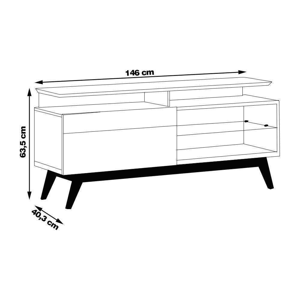 Rack Bancada 1 Gaveta Com Nicho 146cm Amy Off White/nature - 5