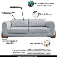 Sofá 3 Lugares 250cm Pés Em Madeira Buzz Cinza Rústico - 7