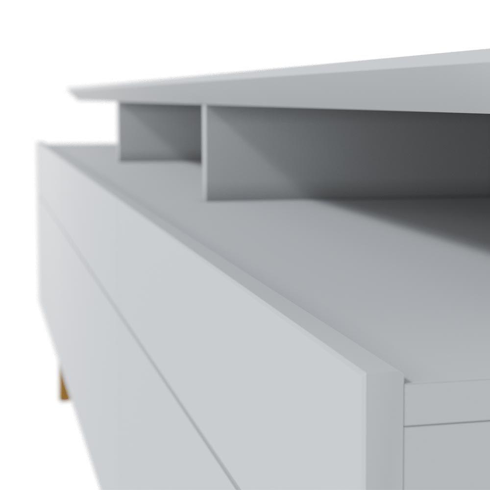 Rack Bancada 3 Gavetas Com Nicho 218cm Amy Branco Acetinado - 4