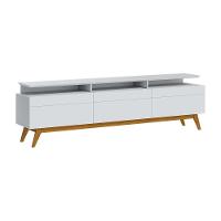 Rack Bancada 3 Gavetas Com Nicho 218cm Amy Branco Acetinado - 1