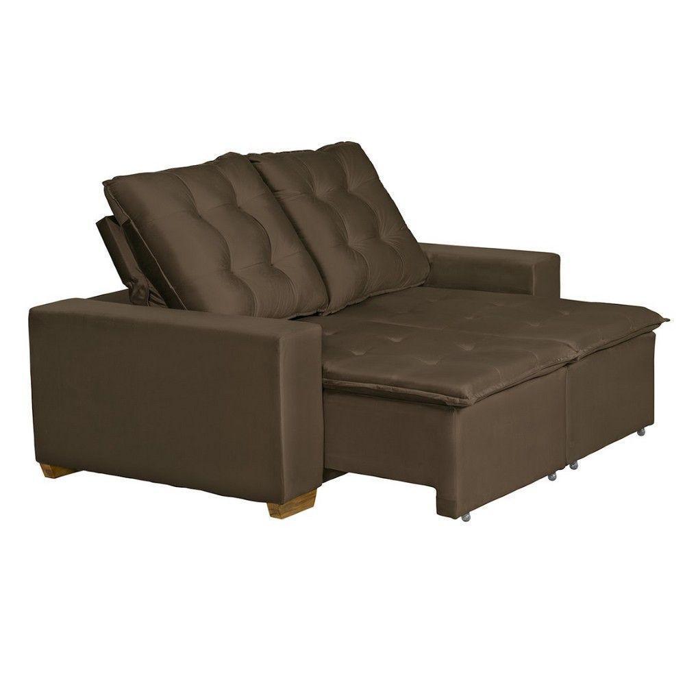 Sofá 3 Lugares Com Molas Retrátil E Reclinável Marrom - 7