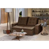 Sofá 3 Lugares Com Molas Retrátil E Reclinável Marrom - 1