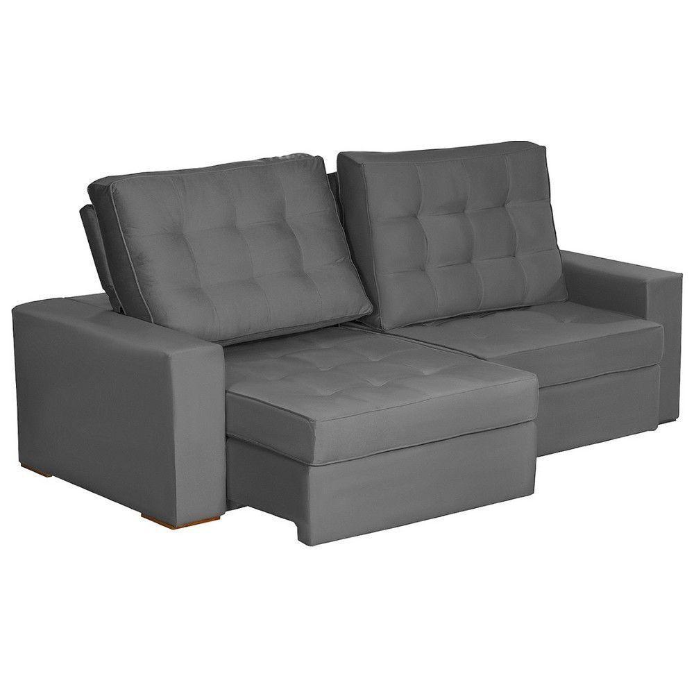 Sofá 3 Lugares 2.30 Mt Retrátil Reclinável Cinza - 4