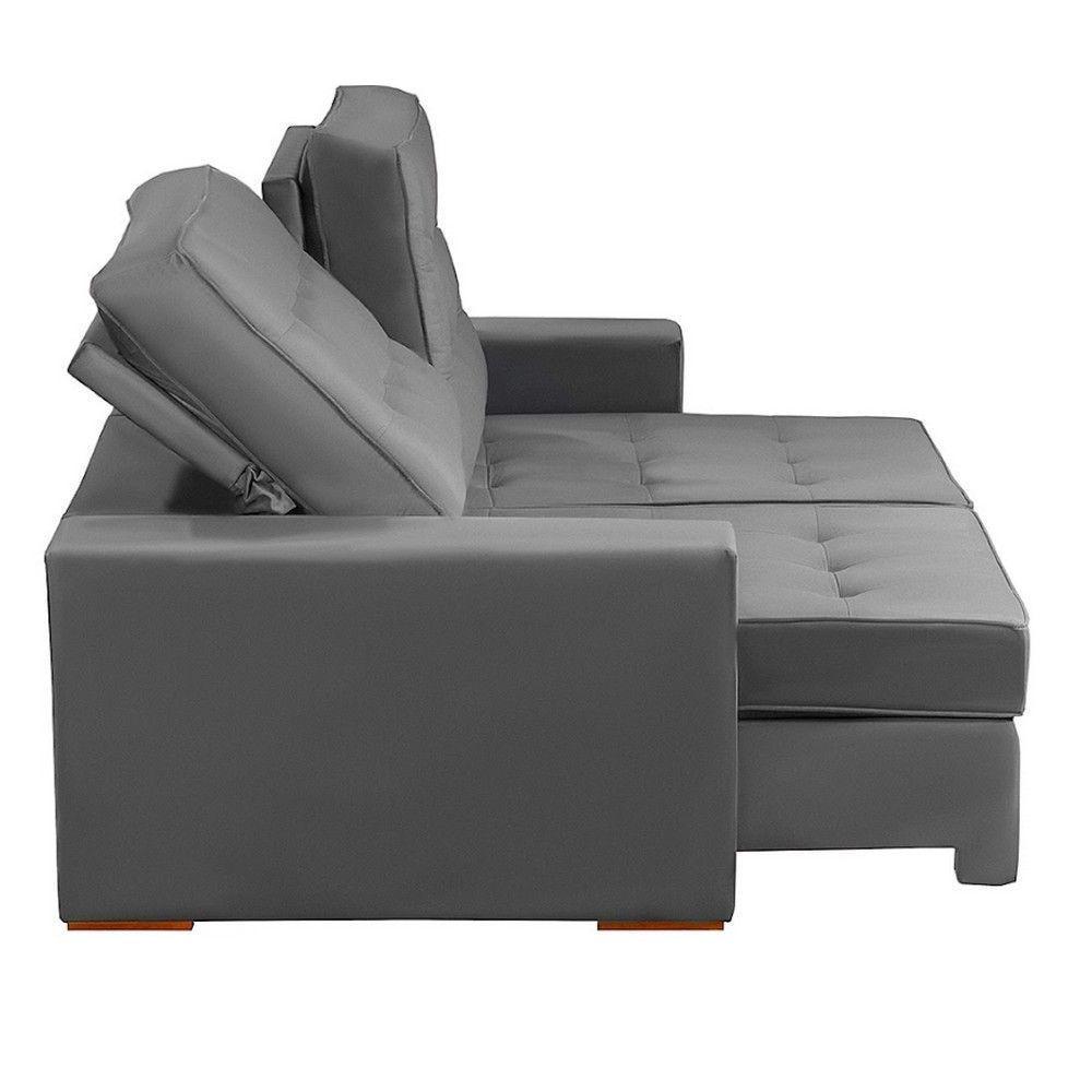 Sofá 3 Lugares 2.30 Mt Retrátil Reclinável Cinza - 5