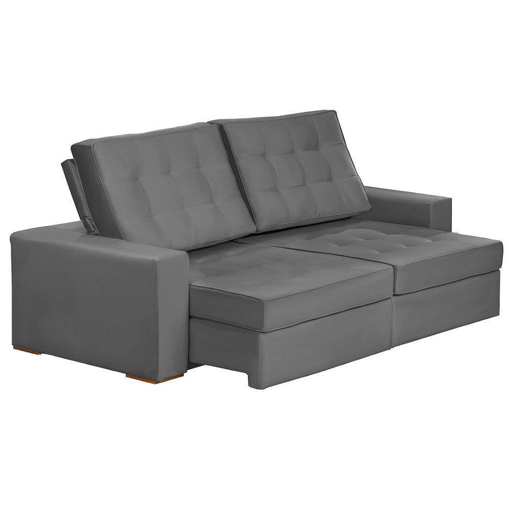 Sofá 3 Lugares 2.30 Mt Retrátil Reclinável Cinza - 7