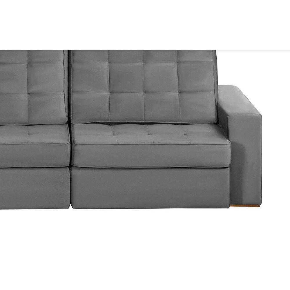 Sofá 3 Lugares 2.30 Mt Retrátil Reclinável Cinza - 8