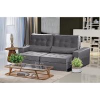 Sofá 3 Lugares 2.30 Mt Retrátil Reclinável Cinza - 1