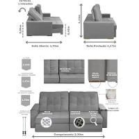 Sofá 3 Lugares 2.30 Mt Retrátil Reclinável Cinza - 9