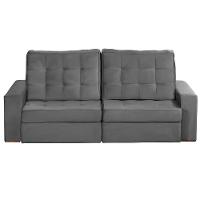 Sofá 3 Lugares 2.30 Mt Retrátil Reclinável Cinza - 10