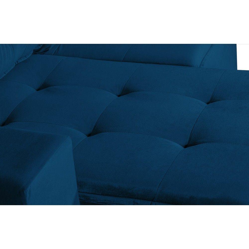 Sofá 3 Lugares 1.90 Mt Com Molas Retrátil E Reclinável Azul - 5