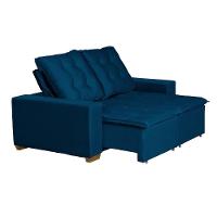 Sofá 3 Lugares 1.90 Mt Com Molas Retrátil E Reclinável Azul - 8