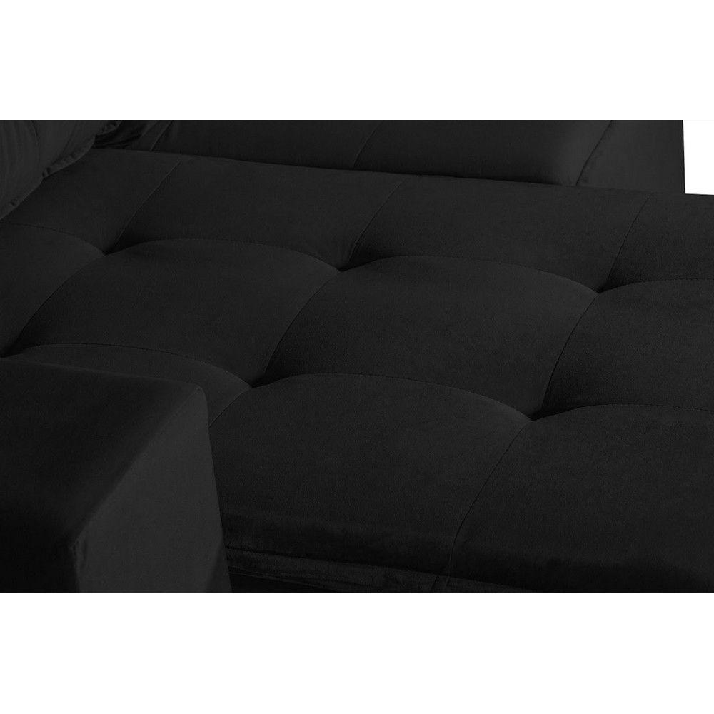 Sofá 3 Lugares 1.90 Mt Com Molas Retrátil E Reclinável Preto - 5