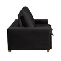 Sofá 3 Lugares 1.90 Mt Com Molas Retrátil E Reclinável Preto - 3