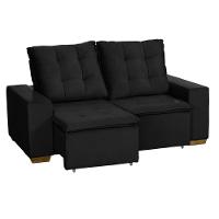 Sofá 3 Lugares 1.90 Mt Com Molas Retrátil E Reclinável Preto - 6