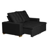 Sofá 3 Lugares 1.90 Mt Com Molas Retrátil E Reclinável Preto - 8