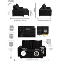 Sofá 3 Lugares 1.90 Mt Com Molas Retrátil E Reclinável Preto - 9