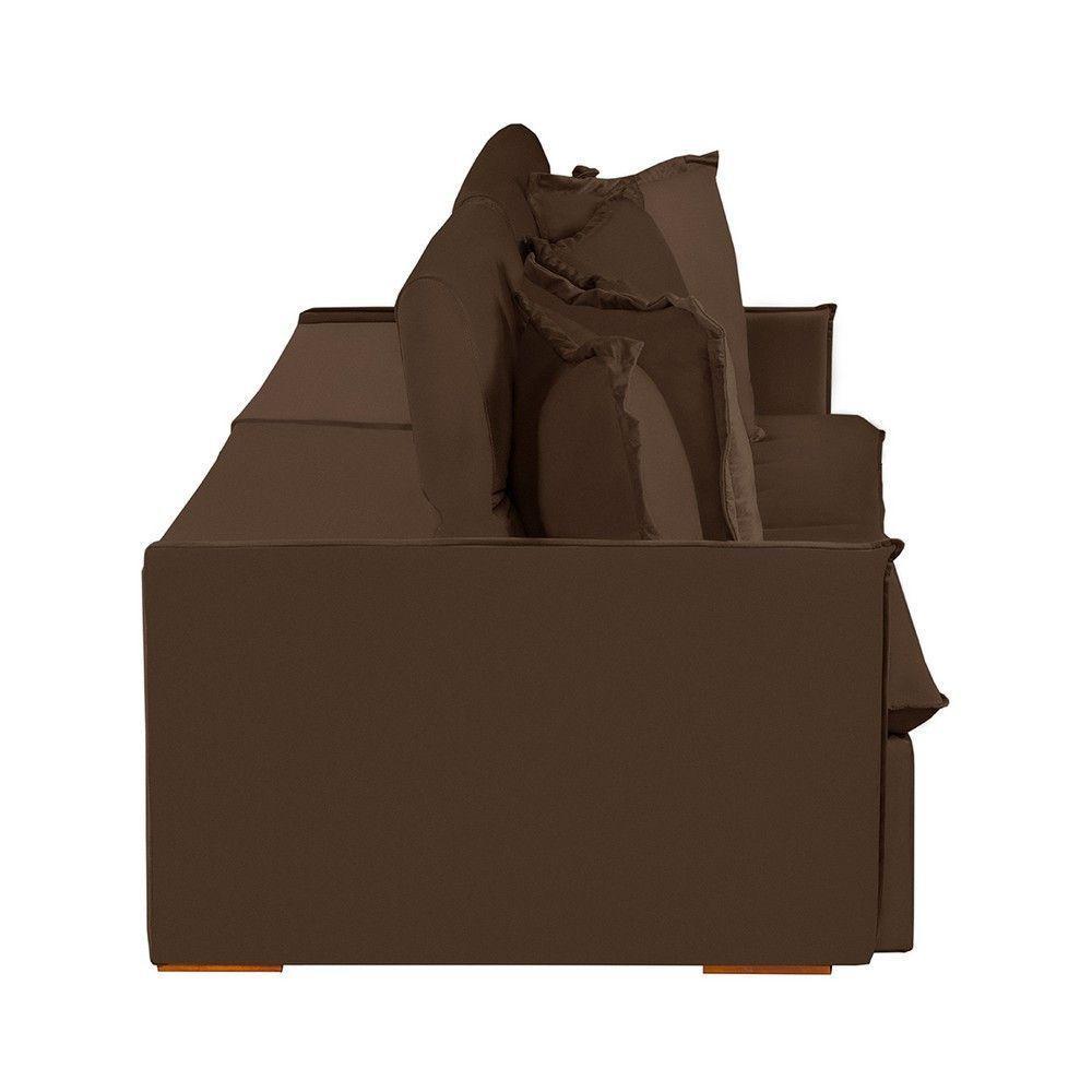 Sofá 4 Lugares Com Molas Retrátil E Reclinável Marrom - 3