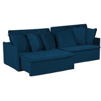 Sofá 4 Lugares 2.30 Mt Com Molas Retrátil E Reclinável Azul